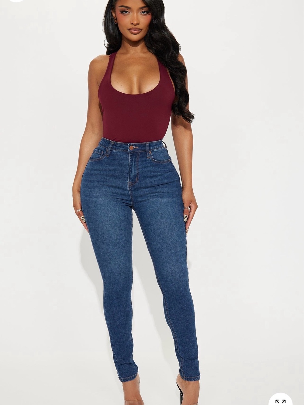 Fashion Nova Dark Blue High-Rise Skinny Jeans
